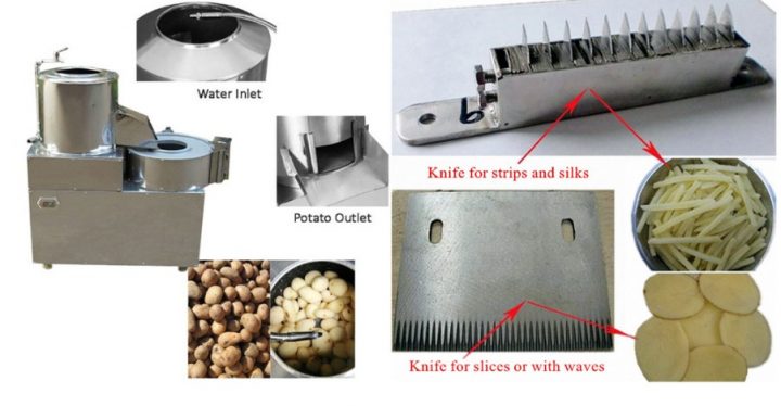 Potato washing and peeling machine details