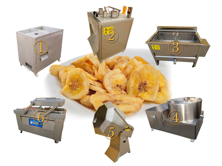 Semi-automatic fried banana chips processing line