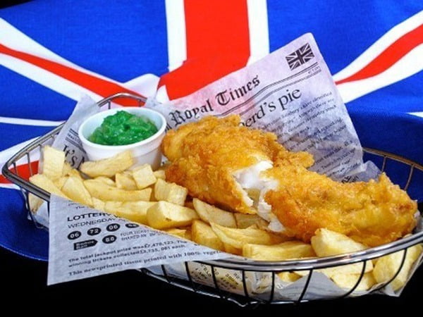 Delicious fish & chips made in britain street
