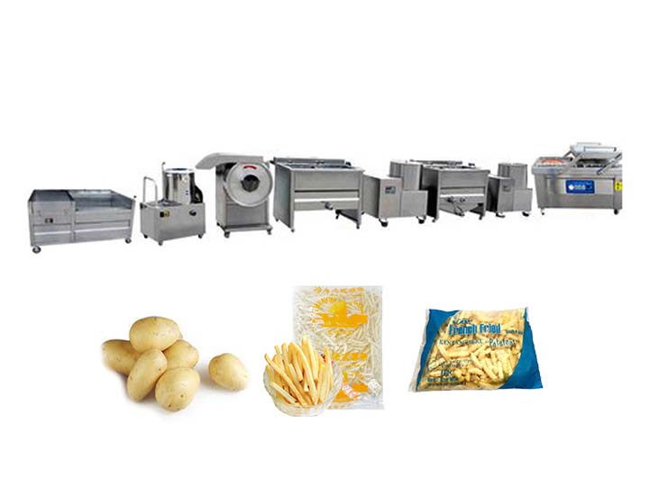 linha de produção de pequenas batatas fritas congeladas